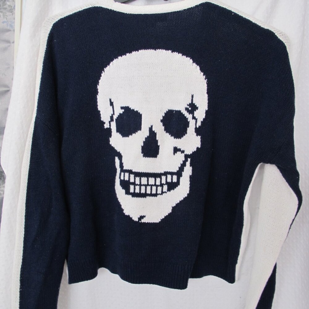 Skull Cashmere Two-Tone Sweater